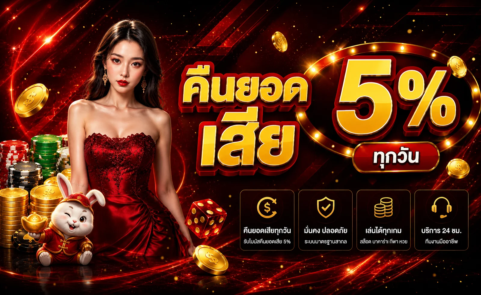 m4vegus โปรโมชั่นคืนยอดเสียในโทนแดงดำ